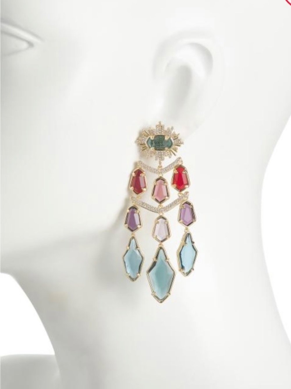 Kendra Scott Alexandria Tiered Statement Earrings in Gold in Multi Mix - Picture 6 of 6